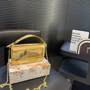 Red Horizontal Square Chain Shoulder Bag With Gold Chain And Lock Closure For Everyday Outfits Spring 2026 - Product Image 4