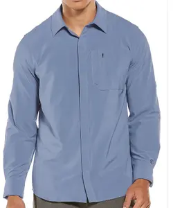 Chemise de pêche décontractée pour hommes, vêtement d'extérieur à séchage rapide, protection contre les uv, avec boutons, tissu respirant