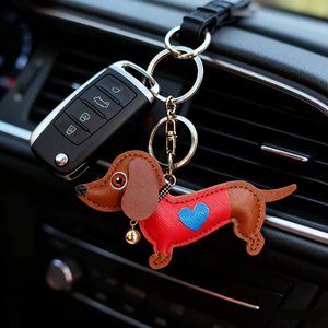 Nuevo Llavero de Cuero con Forma de Corazón Amarillo y Rosa para Perro Salchicha, Estilo Estrella, Colgante para Bolso de Cachorro - Product Image 3