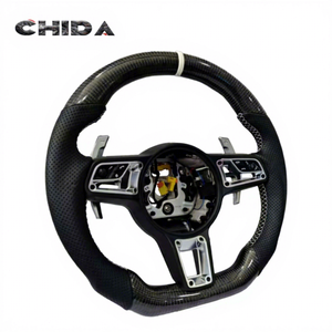 พวงมาลัยคาร์บอนไฟเบอร์เย็บสีขาวสำหรับโมเดล Porsche Cayman Panamera Macan <span class=keywords><strong>Cayenne</strong></span> 918 911 718 970 958 971 - Product Image 1