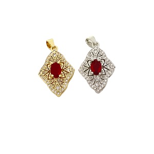 Collier Pendentif Fin Géométrique avec Rubis Sertis Clos, Unisexe, Usage Quotidien, Origine Yiwu XL087 - Product Image 5