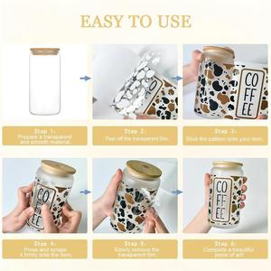 Pegatinas de Transferencia UV Personalizadas Ecológicas con Diseño de Gato de Dibujos Animados para Envolturas de Vasos de 16 oz, Resistentes al Agua para Botellas y Tazas - Product Image 3