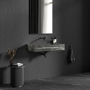 <span class=keywords><strong>Lavabo</strong></span> de montaje en pared de lujo para baño Newstar, <span class=keywords><strong>lavabo</strong></span> de estilo moderno fácil de limpiar, <span class=keywords><strong>lavabo</strong></span> colgante de pared de mármol Marquina negro pulido - Product Image 4