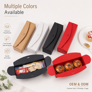Cajas de papel kraft largas con borde festoneado personalizadas, cajas rectangulares negras, blancas y marrones con logotipo personalizado para empaque de regalo de galletas y macarons - Product Image 6