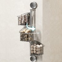 Boîte de rangement murale rotative en PVC en forme de L pour oignon, gingembre et ail, avec double ventouse, rangement multi-niveaux pour cuisine