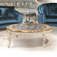 Table basse de style rococo français de qualité supérieure, peinte à la main, marqueterie, pour salon de villa, avec pieds ornés de finitions dorées