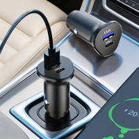 Chargeur de voiture rapide KC-07 QC3.0 USB/PD 20W-48W avec affichage de la tension et du courant, adaptateur de charge rapide USB pour voiture
