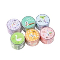 Kawaii Square Washi Tape Roll Pita Stiker Dekoratif Pola Kotak Buah Hewan Kartun Lucu untuk Jurnal Scrapbook