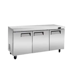Bancada de aço inoxidável comercial para cozinha, bancada refrigerada a ar, refrigerador e freezer