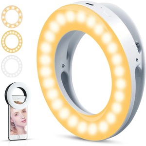 Anneau lumineux à selfie avec lentille de charge USB pour téléphone portable et <span class=keywords><strong>tablette</strong></span> - Product Image 1