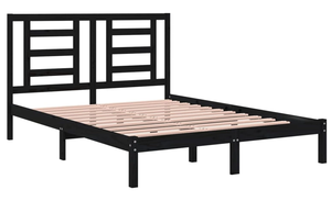 Moderno letto <span class=keywords><strong>matrimoniale</strong></span> in pino nero con testiera, ideale per camere da letto e appartamenti. <span class=keywords><strong>Dimensioni</strong></span>: 140*190 cm. - Product Image 5