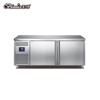 Congélateur-réfrigérateur sous comptoir personnalisable en acier inoxydable argenté à 2 portes avec 15 plateaux et dégivrage automatique