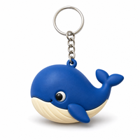 Llaveros de PVC al por mayor con formas de ciervo y ballena, hechos a mano, para la colección de amantes de los animales