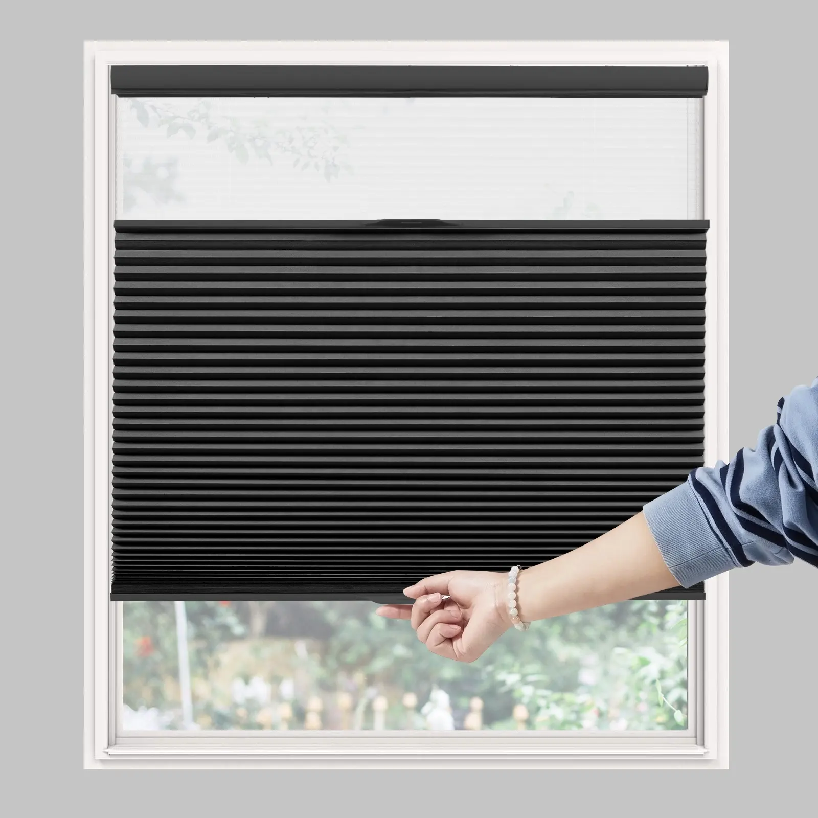 Match Rail Color Custom Recyclable Blackout Top Down Bottom Up Cellular Shades Cordless Honeycomb Blinds For Windows