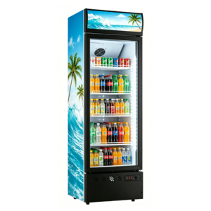 Réfrigérateur de présentation vertical OEM GRATUIT avec <span class=keywords><strong>porte</strong></span> vitrée simple pour boissons et bières - Product Image 1