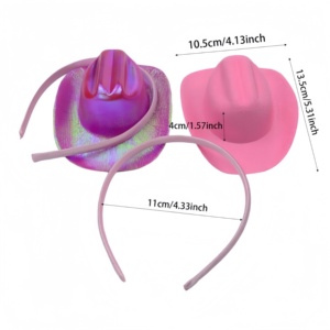 Décoration de la Saint-Valentin Pafu, mini chapeau de cowboy, nœuds pour cheveux, décoration de lèvres en strass <span class=keywords><strong>rouge</strong></span>, bandeau de chapeau de cowboy pour les fournitures de la Saint-Valentin - Product Image 6
