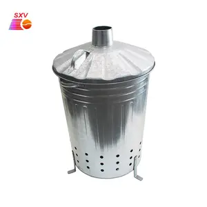 Incinerador de resíduos, jardinagem doméstica 12l a 120l incinerador de resíduos de aço galvanizado