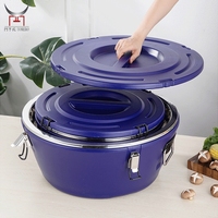 Baril isotherme pour le transport alimentaire, conteneur alimentaire thermique rond et plat, doublure en acier inoxydable pour la restauration, les banquets et les cantines