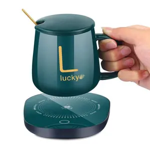 Juego de regalo de negocios, taza de café autocalentable, control de temperatura, taza inteligente, calentador inalámbrico, taza eléctrica de cerámica termostática calentada