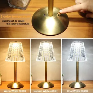 Lampe de Table à variateur tactile LED USB Diamond Bar Lights 3 couleurs lanterne d'hôtel cristal atmosphère décor pour chambre/Restaurant/Cofe