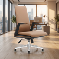 Chaise de bureau de direction ergonomique de haute qualité à dossier haut en cuir PU, pivotante, avec accoudoirs réglables