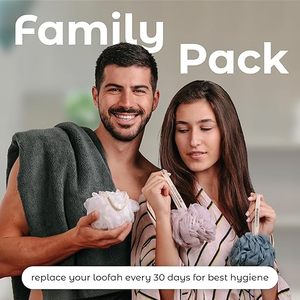 <b>Bath</b> Shower Loofah Sponge Pouf Body Scrubber Exfoliator Body Wash Sponge (Set of 3, Airy Blossom) - Product Image 3