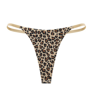 Tanga de Mujer con Estampado de Leopardo, Tirantes Finos, Cintura Baja, Sin Costuras, Ropa Interior Transpirable, Invisible, OEM ODM - Product Image 1