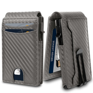 Carbon Fiber Textured <b>Wallet</b> <b>For</b> <b>Men</b> <b>RFID</b> Blocking Metal Card Holder Multi Slot Money Clip 6 Inch Solid Color Everyday Use - Product Image 5