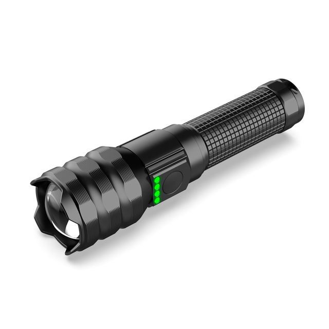 High Power Tactical LED Flashlight USB Rechargeable Super Bright 1000+ Lumens 6000K Daylight Zoomable Waterproof Torch 4-Level