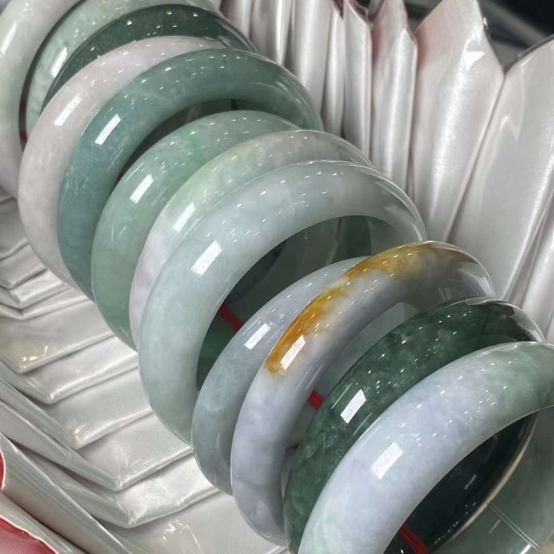 Jade Bangles Natural Green Stone Trendy Unisex Design - Main Image