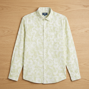 Chemise décontractée pour homme à rayures, double boutonnage, en lin/coton, manches longues, col rabattu, respirante, pour l'été - Product Image 3