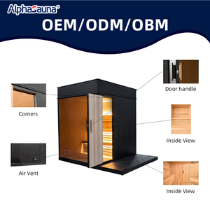 Premium Spruce Wood 5 Person Outdoor Sauna Cube Black Mirror Glass - Product Image 2