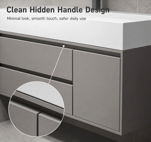 Set <span class=keywords><strong>Mobile</strong></span> <span class=keywords><strong>Bagno</strong></span> Moderno in Legno Massello di Lusso con Lavabo Sospeso - Product Image 5