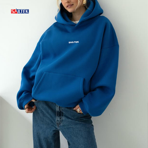 Fabricante de Hoodies Streetwear Personalizados Atacado Moda Tricotada <span class=keywords><strong>Hoodie</strong></span> Azul Feminino de Alta Qualidade Pullover Designer <span class=keywords><strong>Hoodie</strong></span> Pesado - Product Image 4