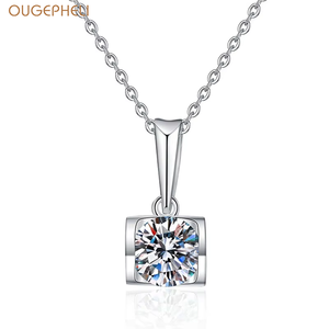 OUGEPHELI Pendentif Moissanite pour Femme, Collier en Argent Sterling S925, <span class=keywords><strong>Baiser</strong></span> d'<span class=keywords><strong>Ange</strong></span>, Couleur D, Chaîne en Forme <span class=keywords><strong>de</strong></span> Cœur, Saint-Valentin - Product Image 1