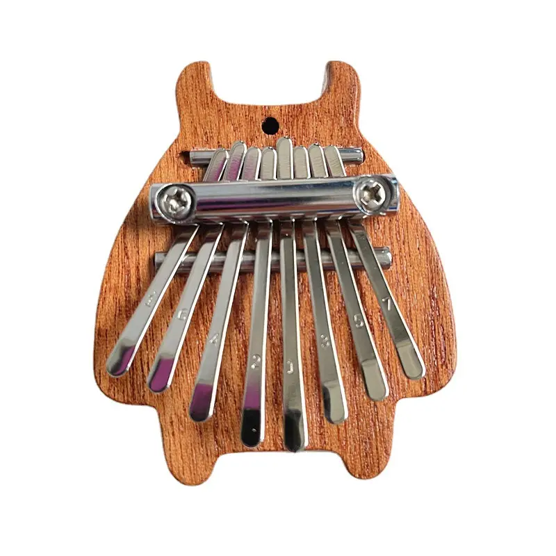 Piano de dedo kalimba com 8 teclas, piano de polegar, madeira, metais, instrumento musical, pingente, presente para adultos, crianças, iniciante, aprendizagem, metal, presente para crianças