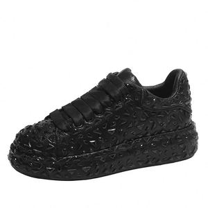 Chaussures pour femmes à strass brillants, nouvelle tendance, baskets décontractées à talon épais, respirantes, à lacets, baskets décontractées - Product Image 2
