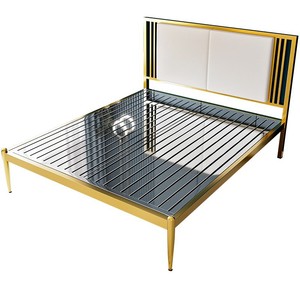 Tsuneyuki Stainless Steel <b>Bed</b> 1.5m 1.8m <b>Double</b> Size Metal Frame Modern Minimalist Bedroom Furniture - Product Image 4