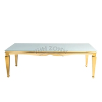 Ensemble de table à manger moderne avec base en acier inoxydable plateau en verre trempé pour la maison restaurant hôtel extérieur en métal marbré