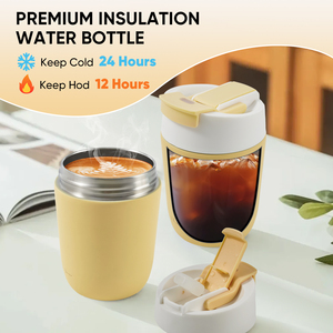 Tasse à café isotherme à double paroi de 12 oz en acier inoxydable 304, avec couvercle rabattable 2-en-1, anti-fuite, sans BPA, pour le bureau - Product Image 4