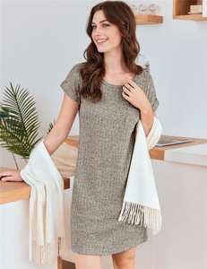 Nuevo Vestido Casual de Punto Acanalado para Mujer, Vestido Tipo Camiseta con Bolsillos, Vestido Mini Holgado - Product Image 4