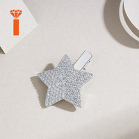 Barrette à cheveux en argent 925 avec moissanite pleine pavé, coupe brillante en forme d'étoile, accessoire de cheveux tendance et luxueux pour femmes et filles, mariage