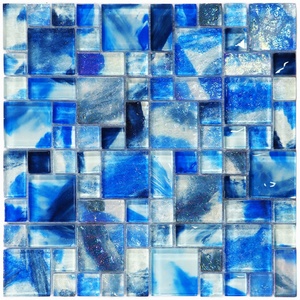 Mosaicos de Vidrio para Piscina, Mosaico de Vidrio Iridiscente Azul Esmerilado para Baño, Cocina y Revestimiento - Product Image 5