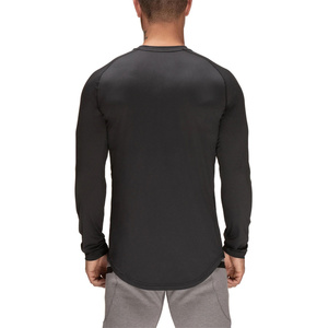 T-shirt à manches longues raglan pour homme, coupe slim, en coton uni avec motif écossais, impression personnalisée - Product Image 3