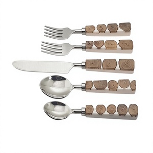 Premium Quality Flatware Set With Resin & Wood Handle Christmas Wedding Fancy Gift Cheese Tools Tableware Dinnerware Cutlery Set - Product Image 1