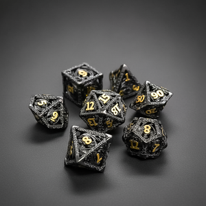 Set <span class=keywords><strong>di</strong></span> Dadi Poliedrici in Metallo Personalizzati per Giochi D&D Astrologici, Grandi e Unici, con Superficie in Ottone Nero e Pietra <span class=keywords><strong>Fantasia</strong></span> - Product Image 1