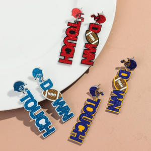 شخصية جديدة تلمس أسفل الأقراط الملونة الترتر رسالة طويلة المجوهرات الرياضية الرجبي الأمريكية لكرة القدم الأقراط انخفاض الاكريليك - Product Image 3