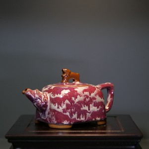 Tetera de Porcelana Jun Hecha a Mano con Esmalte Dunhuang y Perilla de Tigre Dorado, Capacidad de 240 ml, Resistente al Calor, Tetera China de Arte Kung Fu - Product Image 5