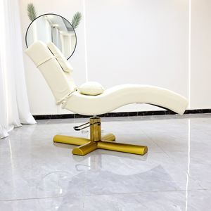 Modern Electric Curved Eyelash Bed Swivel Gold Base <b>Adjustable</b> Lash Extension Massage <b>Table</b> 3 Motor Stainless Steel Beauty Salon - Product Image 4