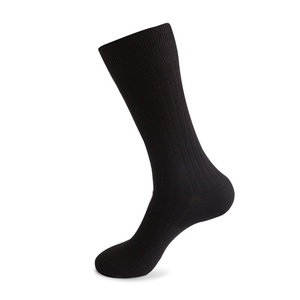 Venta al por mayor de gran tamaño de los hombres calcetines acanalados de algodón peinado cómodo Negro Beige Crew Calcetines de vestir - Product Image 5